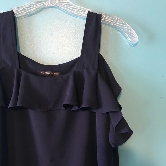 Banana Republic Navy Ruffle Tank Top - Picture 1 of 4